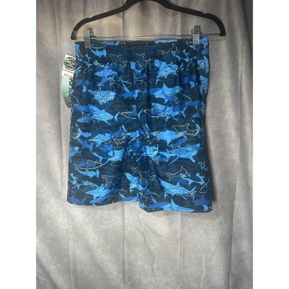 NEW W TAGS Laguna Big Boys Drawstring Electric Shark Swim Trunks, L 14/16 - Picture 2 of 2